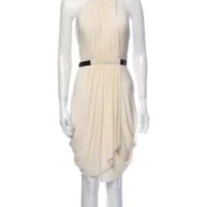 BRAND NEW (NWT) Women's Rag & Bone halterneck knee-length dress, XS with leather
